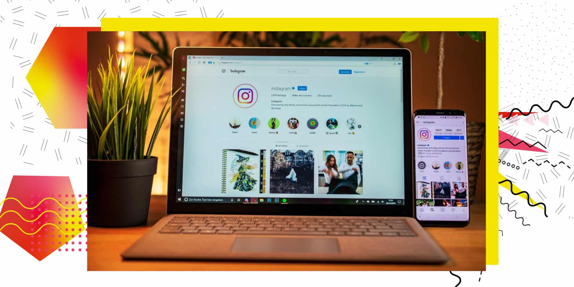 Laptop mit offener Instagram-Seite
